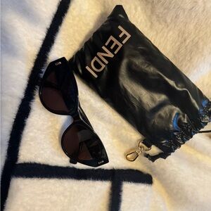 Fendi Black Cat-Eye Sunglasses with Pouch